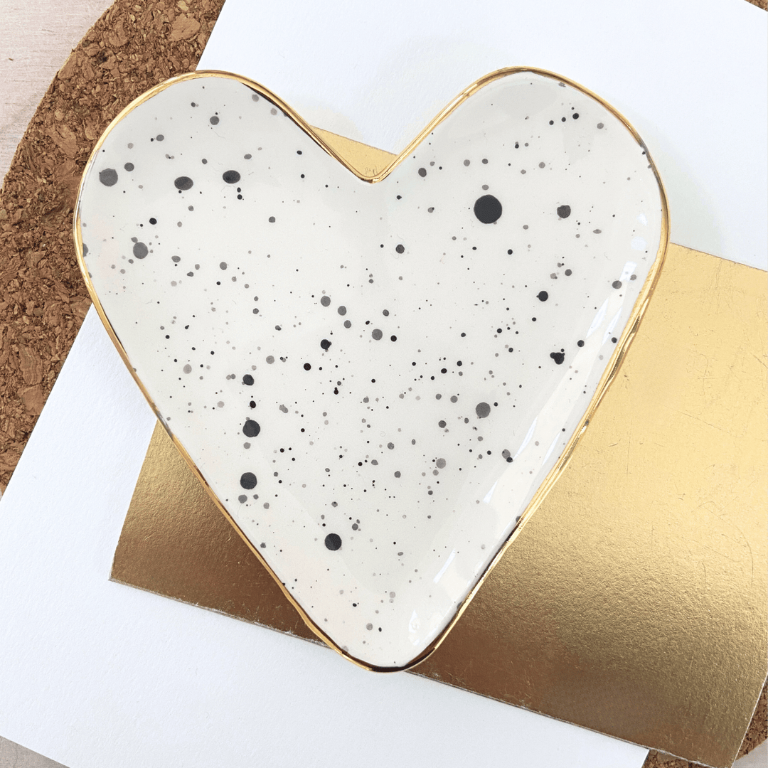 Heart Black and white spotty Trinket dish