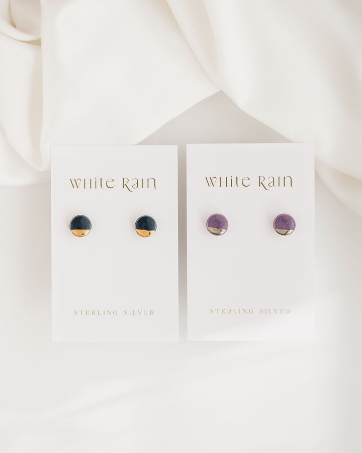 *New* Blue and Purple Ceramic stud earrings