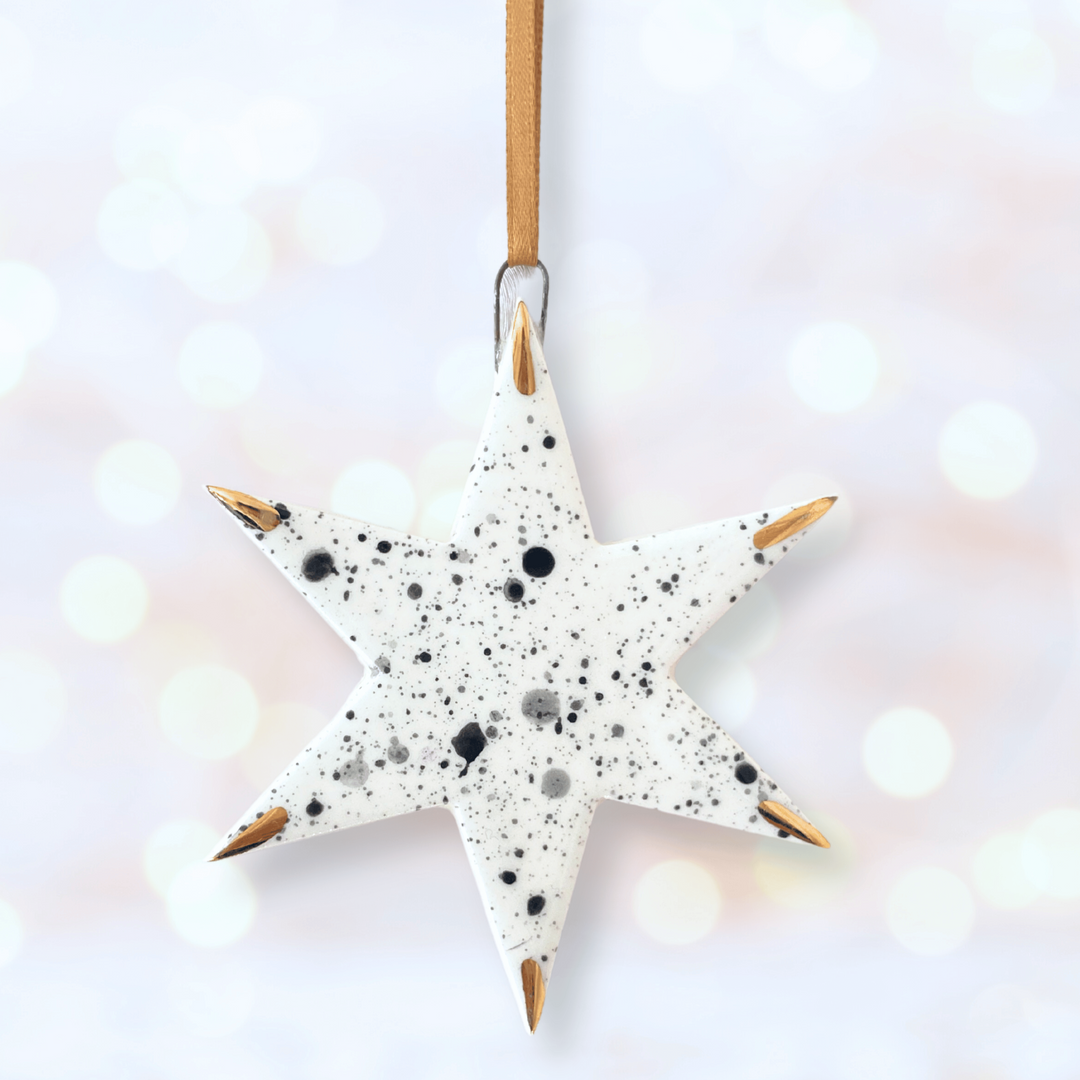 Spotty Star with gold tips Christmas Ornament