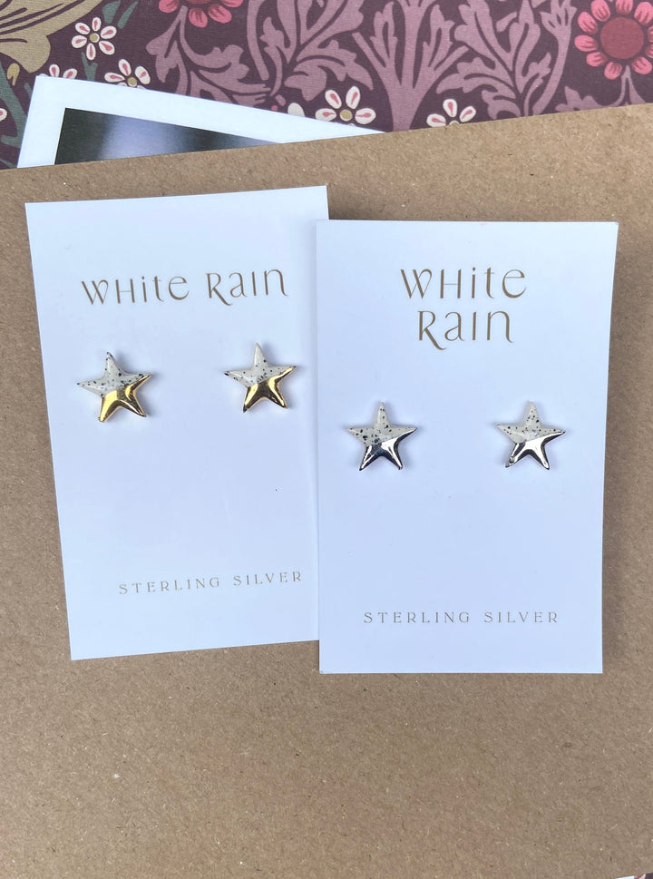 Spotty Star Ceramic Earring Studs