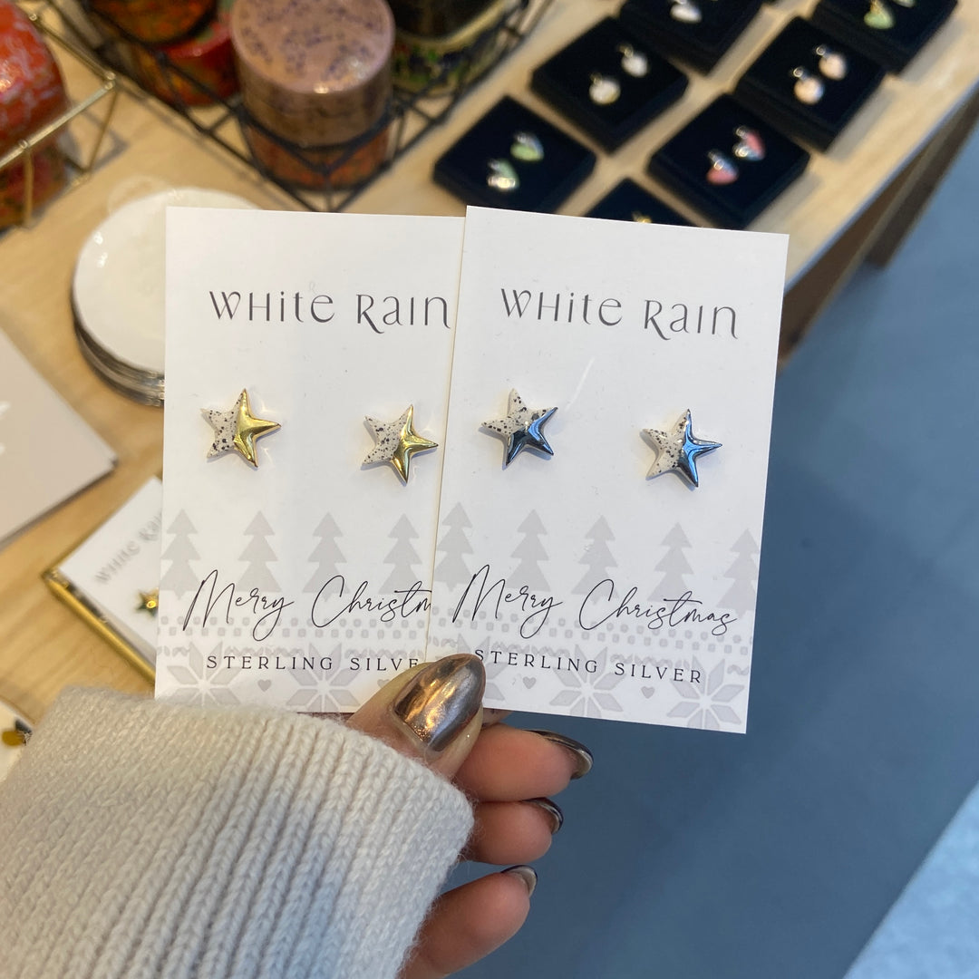 Spotty Star Ceramic Earring Studs