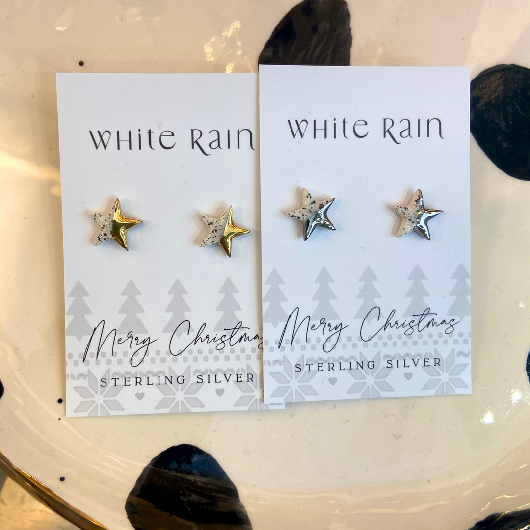 Spotty Star Ceramic Earring Studs