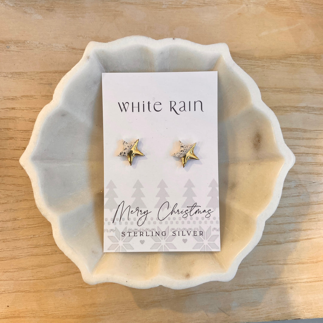 Spotty Star Ceramic Earring Studs