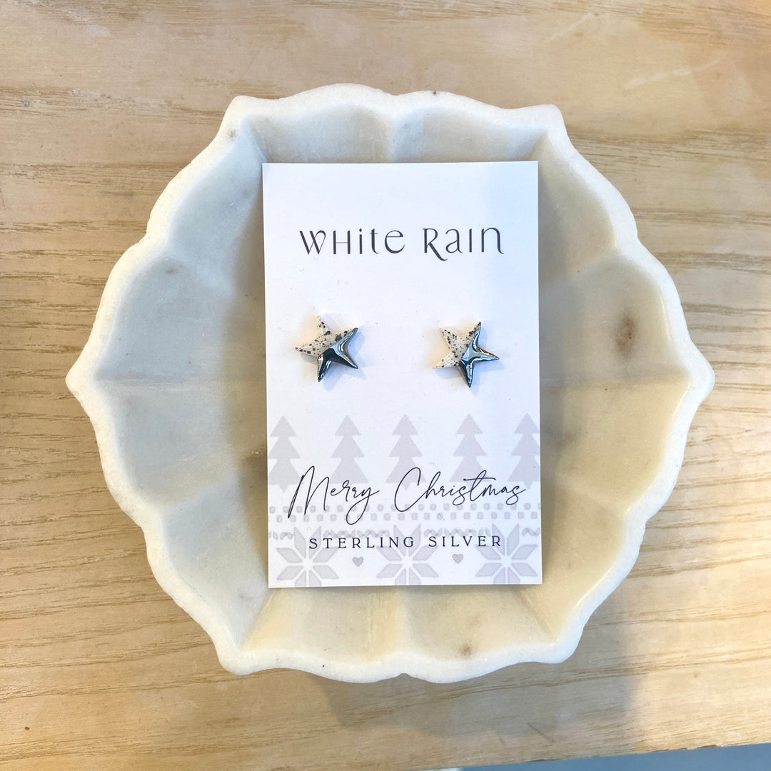 Spotty Star Ceramic Earring Studs