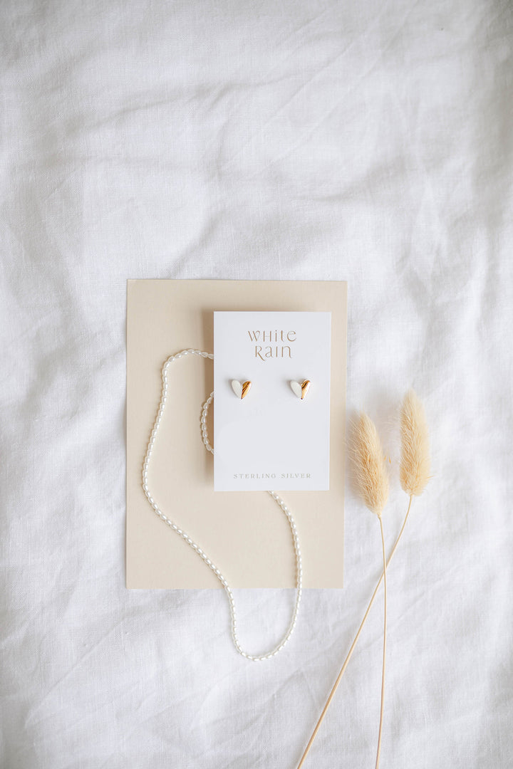 Heart shape Ceramic Stud Earrings