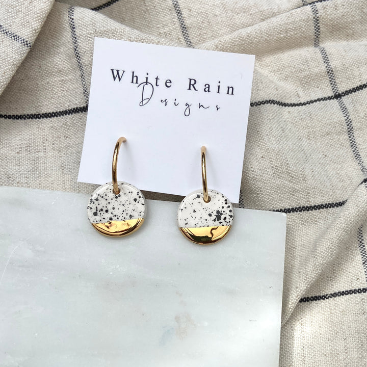 NEW *LIMITED availability* Ceramic Spotty Circle Charm with Hoops (choice of gold/platinum)