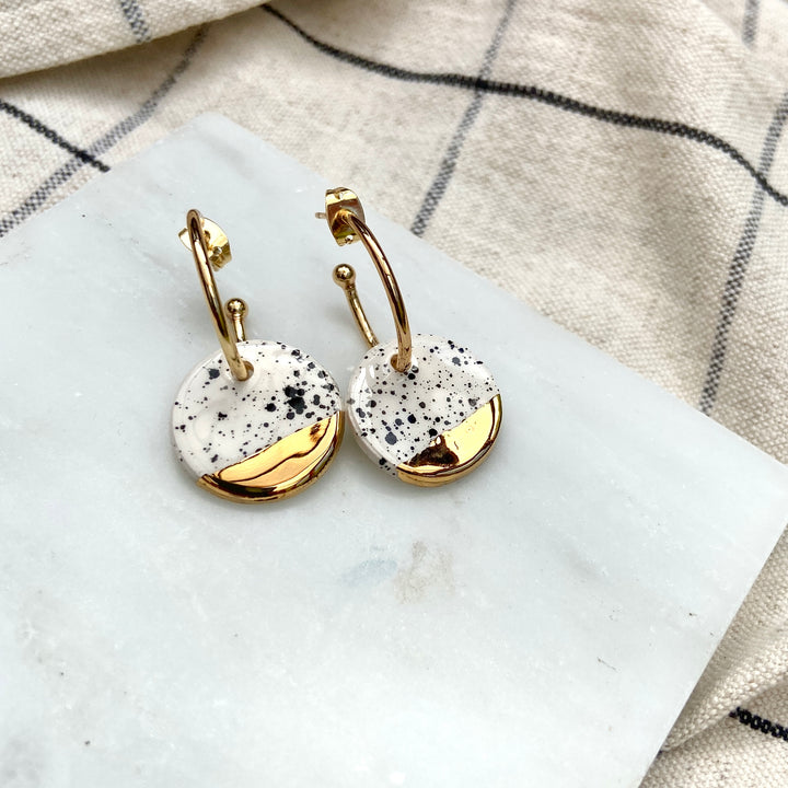 NEW *LIMITED availability* Ceramic Spotty Circle Charm with Hoops (choice of gold/platinum)