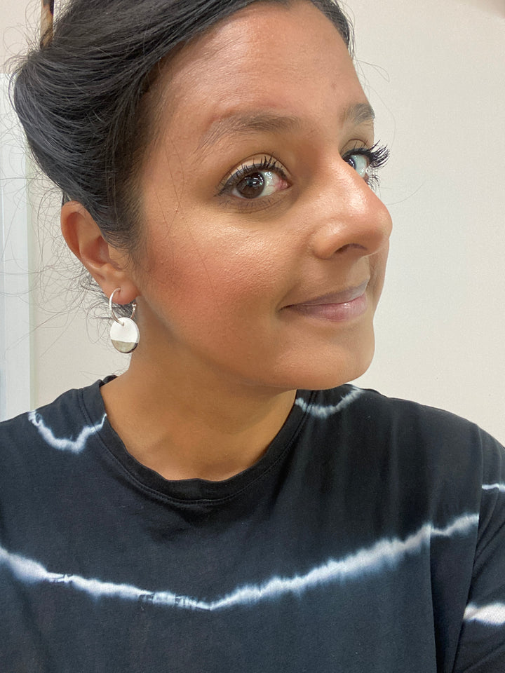 NEW *LIMITED availability* Ceramic Spotty Circle Charm with Hoops (choice of gold/platinum)