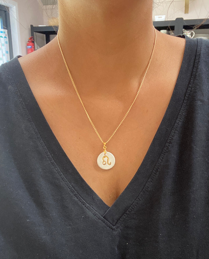 Zodiac Sign Ceramic Necklace Charm