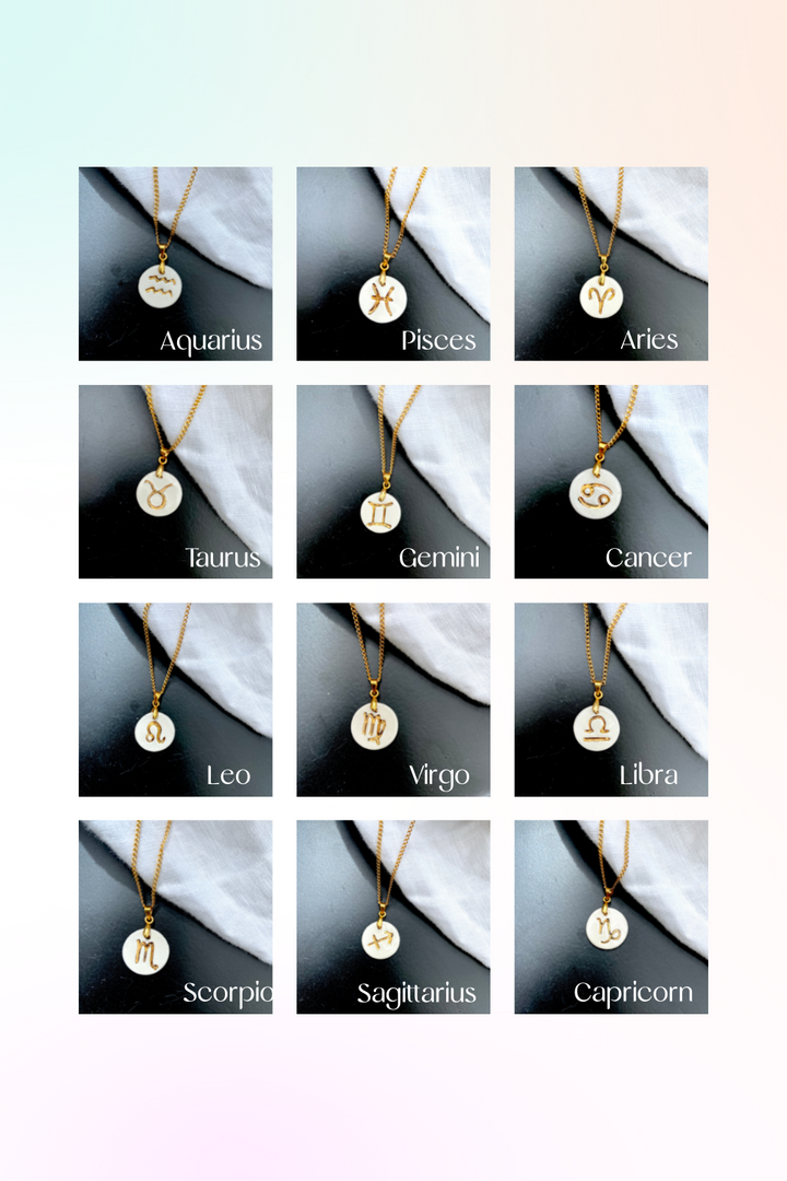 Zodiac Sign Ceramic Necklace Charm