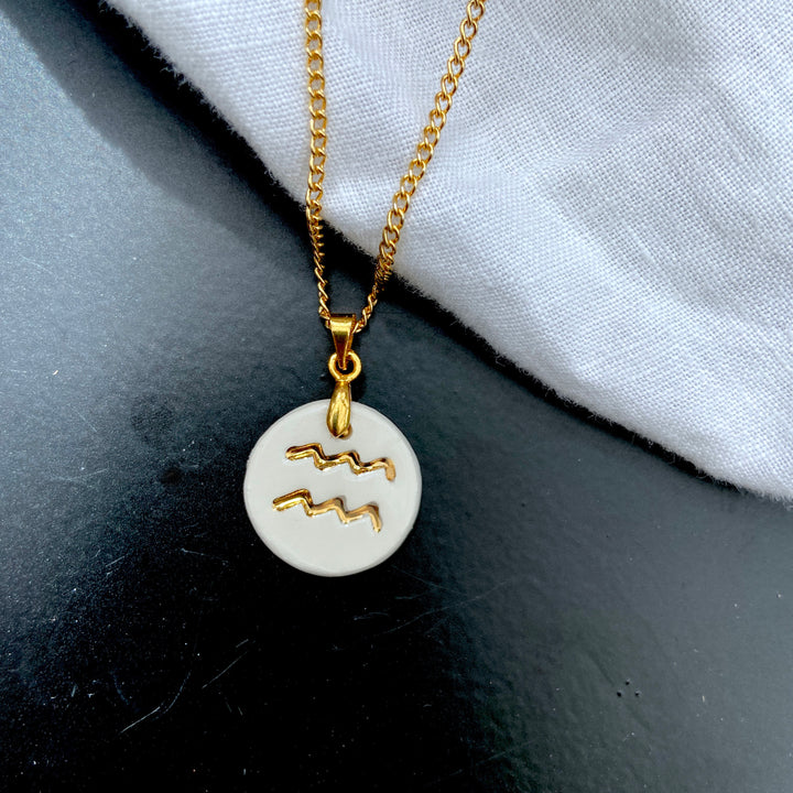 Zodiac Sign Ceramic Necklace Charm