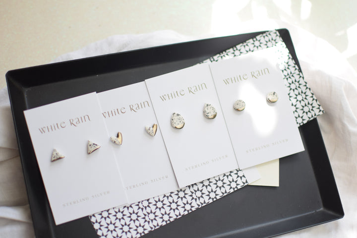 Black and White spotty Ceramic Stud Earrings