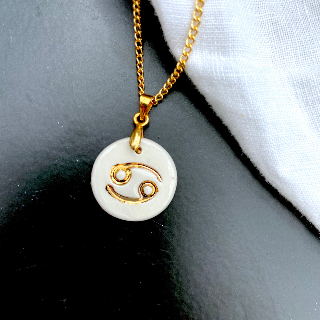 Zodiac Sign Ceramic Necklace Charm