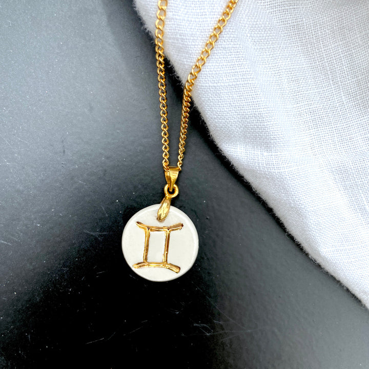 Zodiac Sign Ceramic Necklace Charm