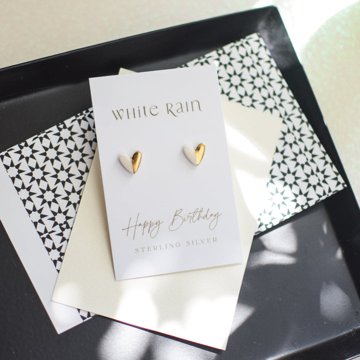 Merry Christmas Ceramic stud earrings with gold lustre