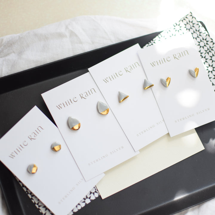 Ceramic stud earrings with gold lustre