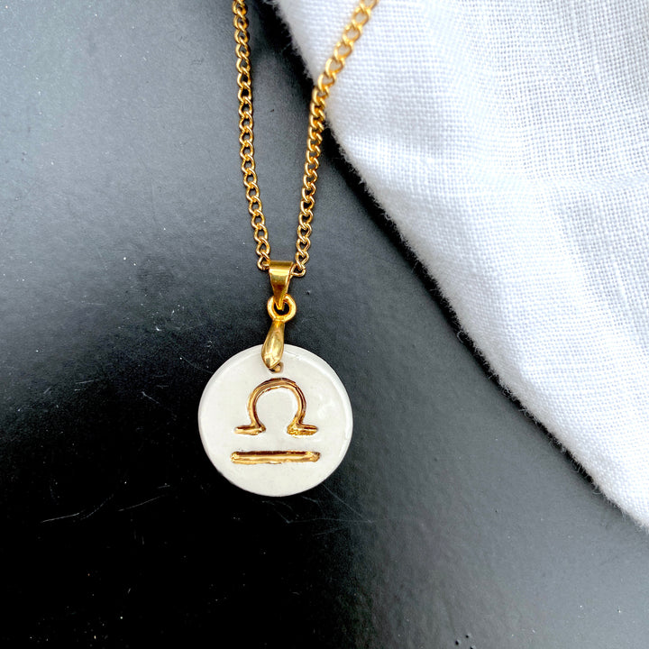 Zodiac Sign Ceramic Necklace Charm