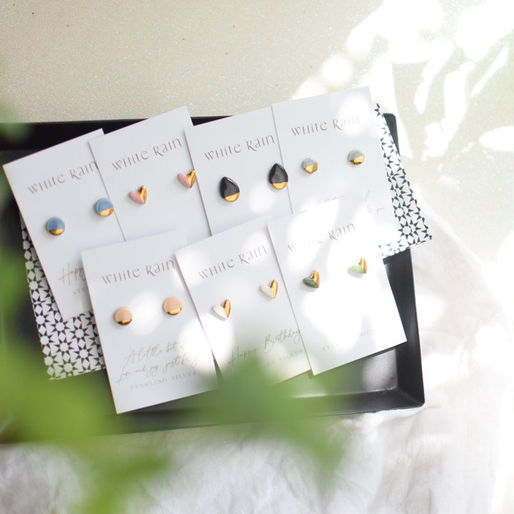 Daffodil trinket dish with ceramic earrings gift set