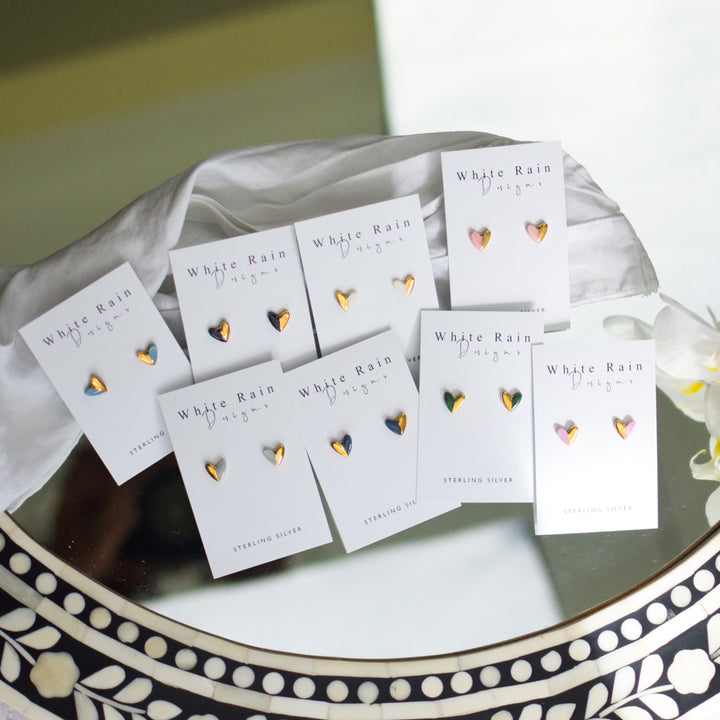 Heart shape Ceramic Stud Earrings