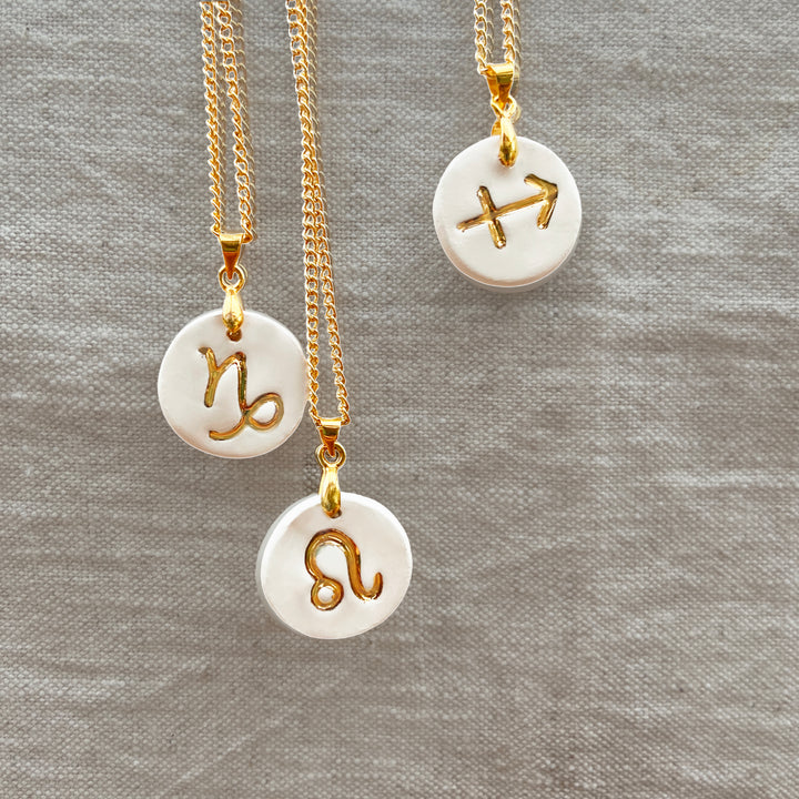 Zodiac Sign Ceramic Necklace Charm