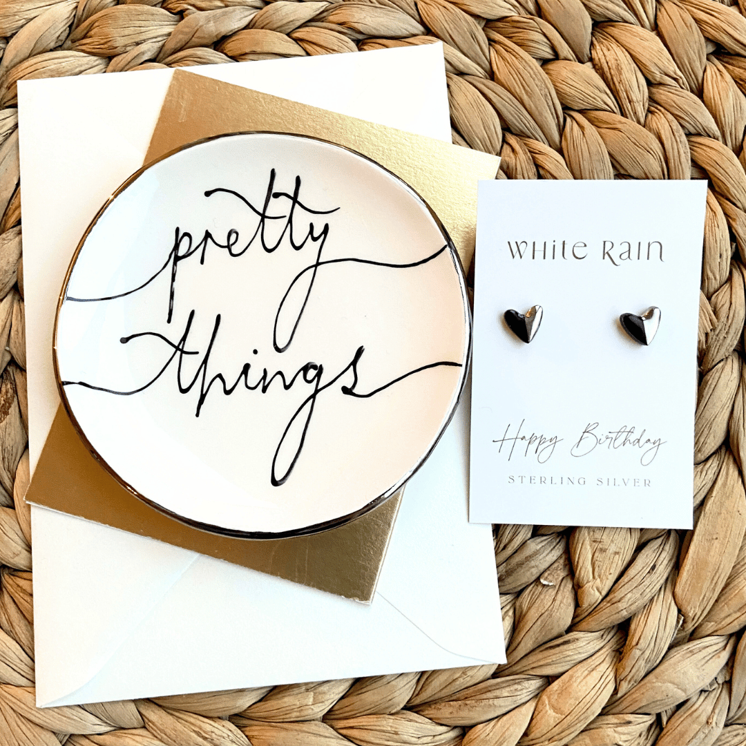 Pretty Things Circle Trinket dish and earrings Gift set