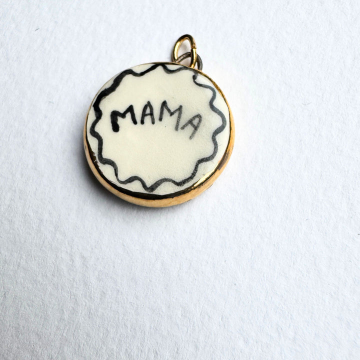 Black Mama Wavy Border Circle Pendant