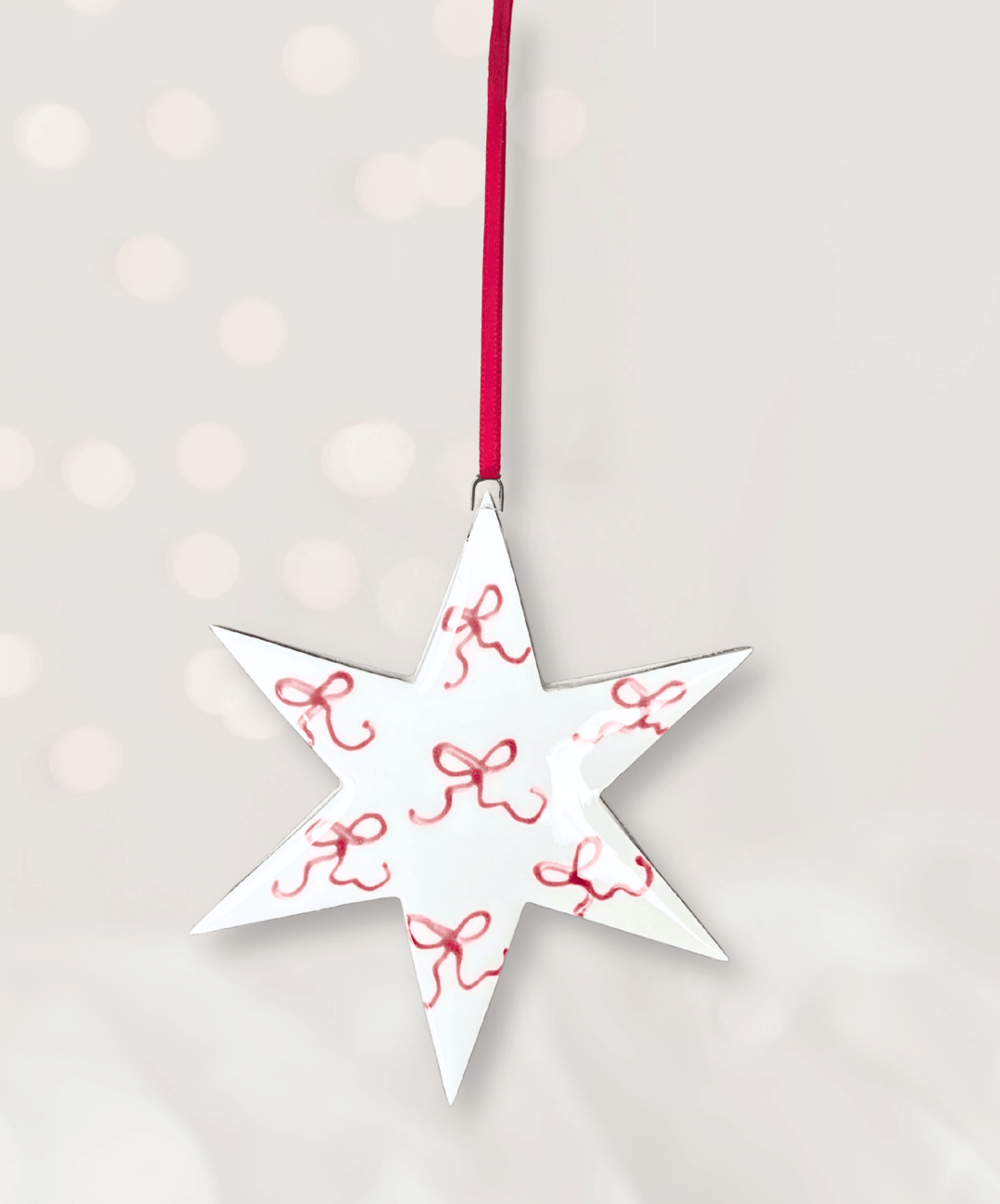 Set of 2 Christmas Ornaments with small red bows