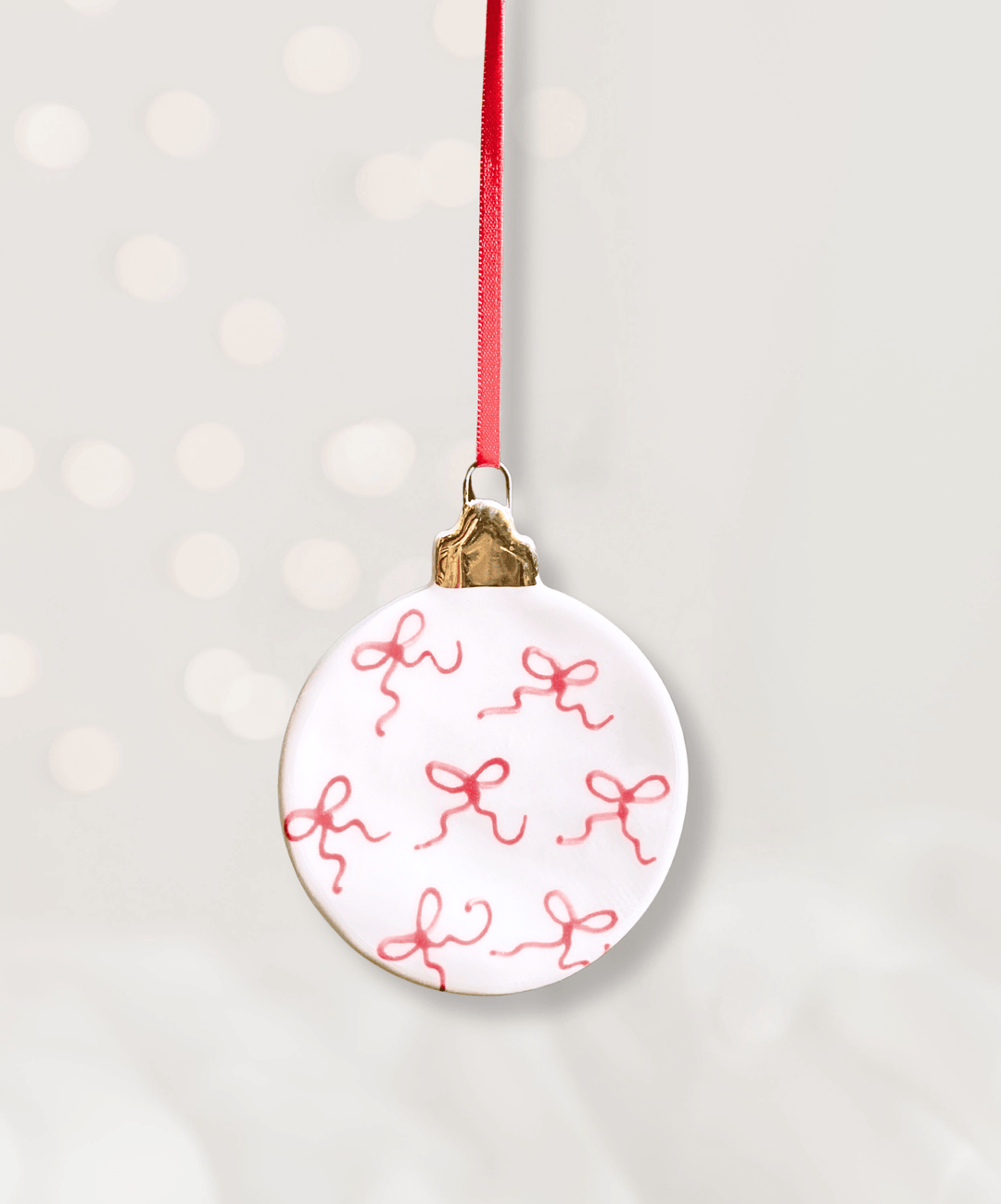 Set of 2 Christmas Ornaments with small red bows