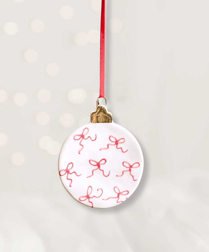Set of 2 Christmas Ornaments with small red bows