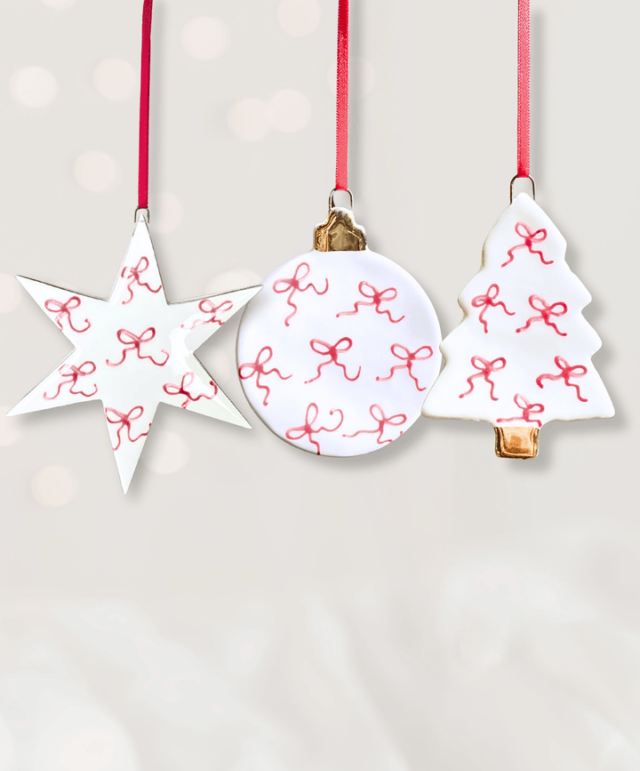 Set of 3 Christmas Ornaments with small bows