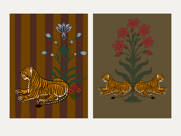 x 6 Greeting Card pack Tigers 1