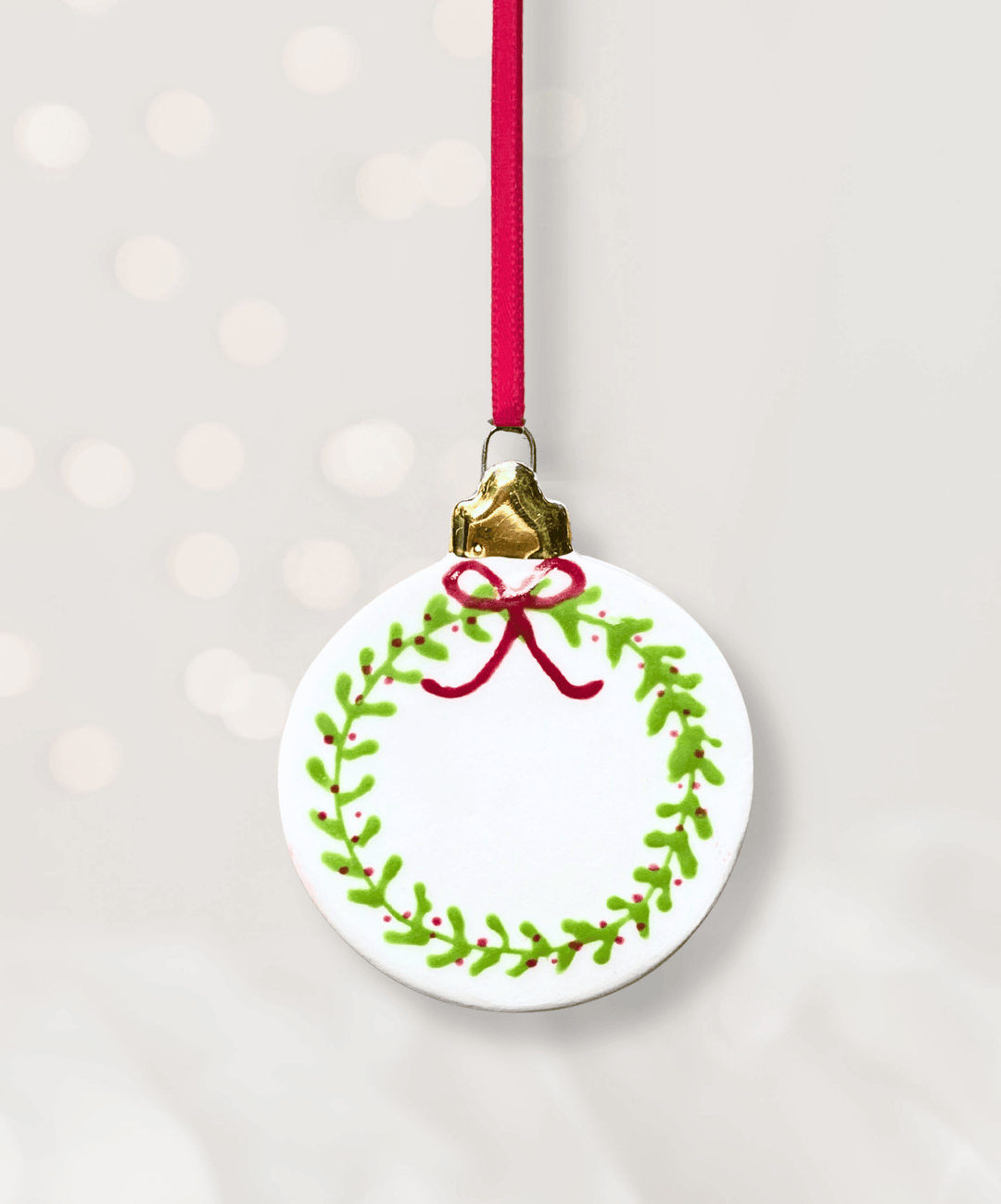 Set of 2 Christmas Ornaments with wreaths