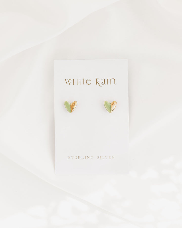 *New Summer Colours* Ceramic stud earrings with gold or platinum lustre