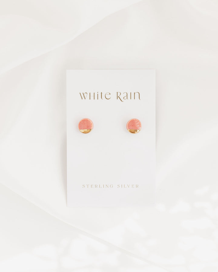 *New Summer Colours* Ceramic stud earrings with gold or platinum lustre
