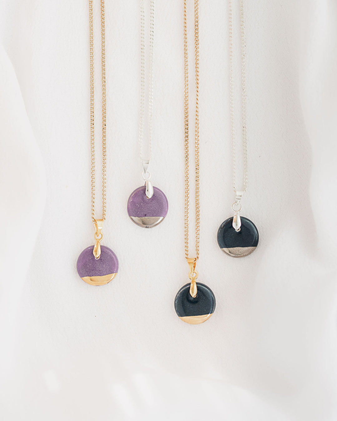 *New* Circle Shaped Ceramic pendant necklace and huggies gift set