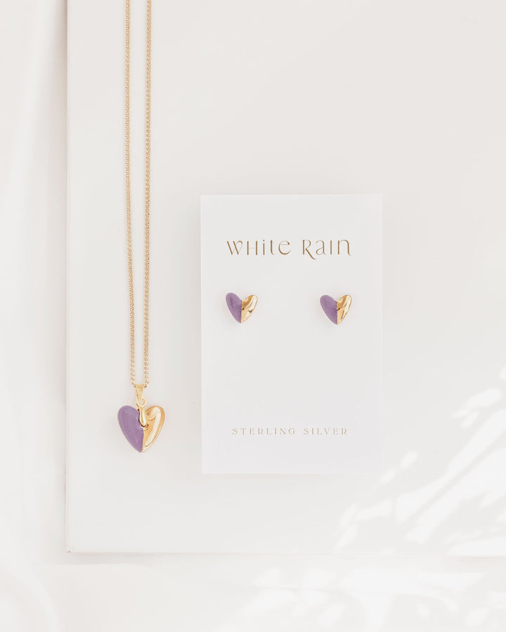 *New* Heart shape Ceramic necklace and earrings gift set