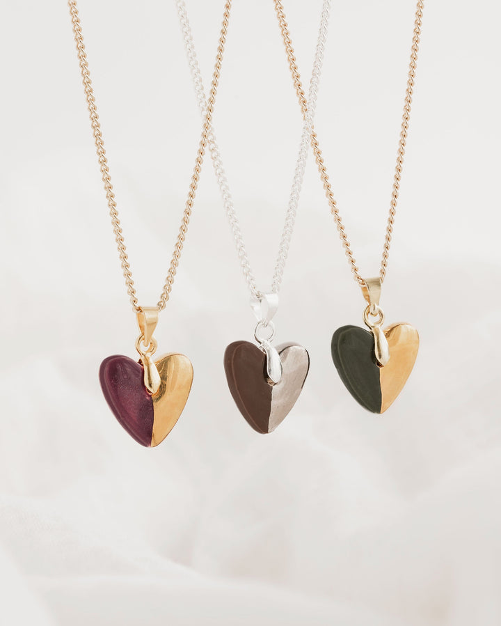 *New Colours* Heart shaped Ceramic pendant necklace