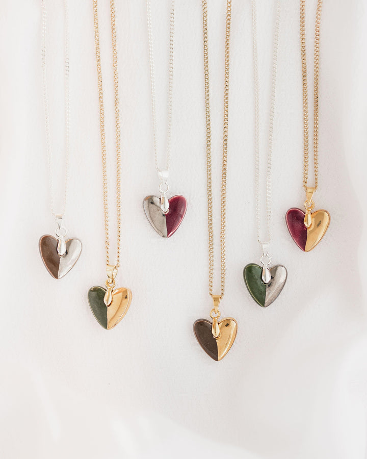 *New Colours* Heart shaped Ceramic pendant necklace