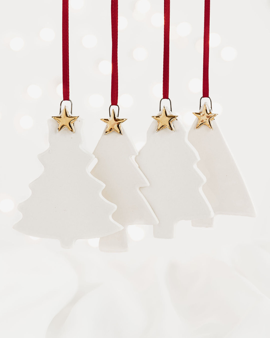 *NEW* Set of 4 Christmas Tree Ornaments with Shiny Gold stars