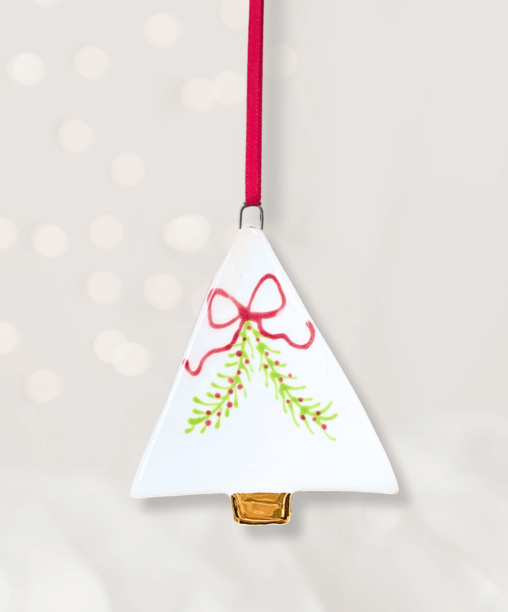 Set 4 Christmas Tree Ornaments with hand painted garlands with bows