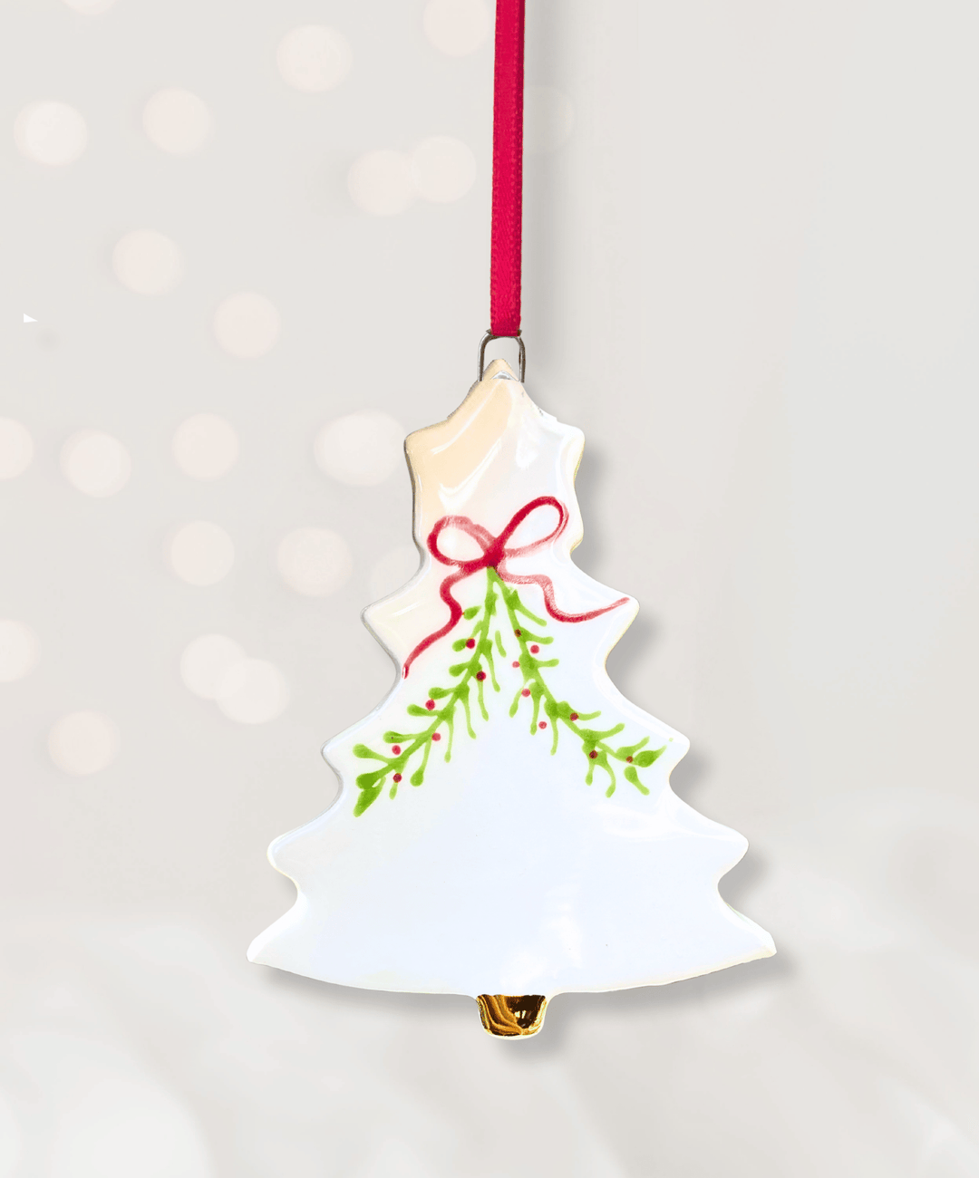 Set 4 Christmas Tree Ornaments with hand painted garlands with bows