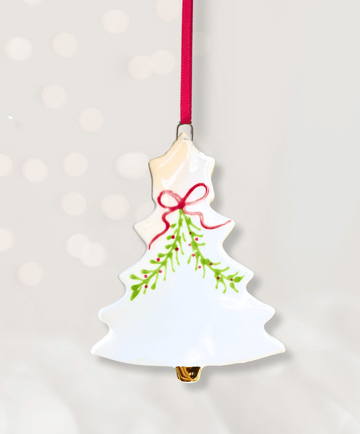 Set 4 Christmas Tree Ornaments with hand painted garlands with bows