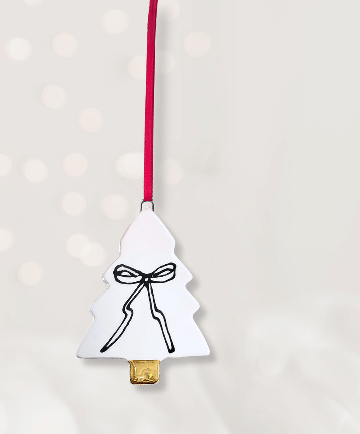Set of 3 Christmas Ornaments with Black bows