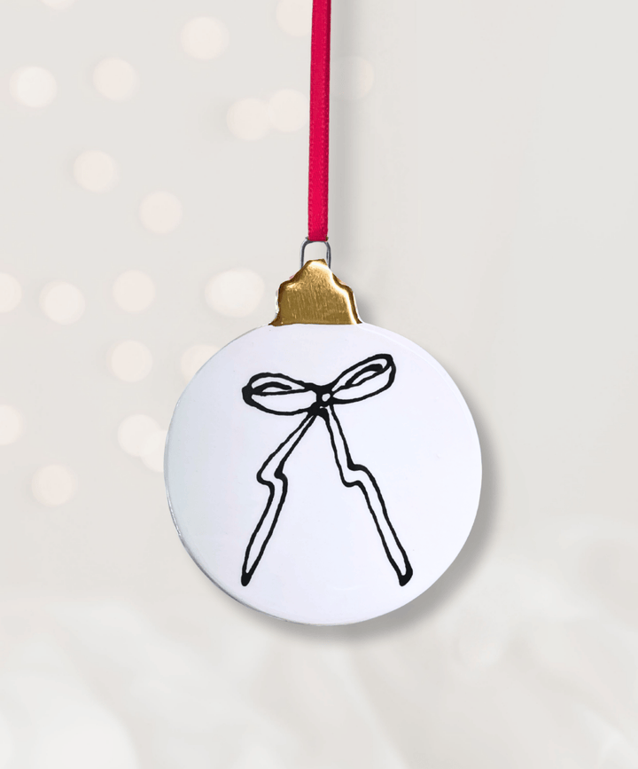 Set of 3 Christmas Ornaments with Black bows