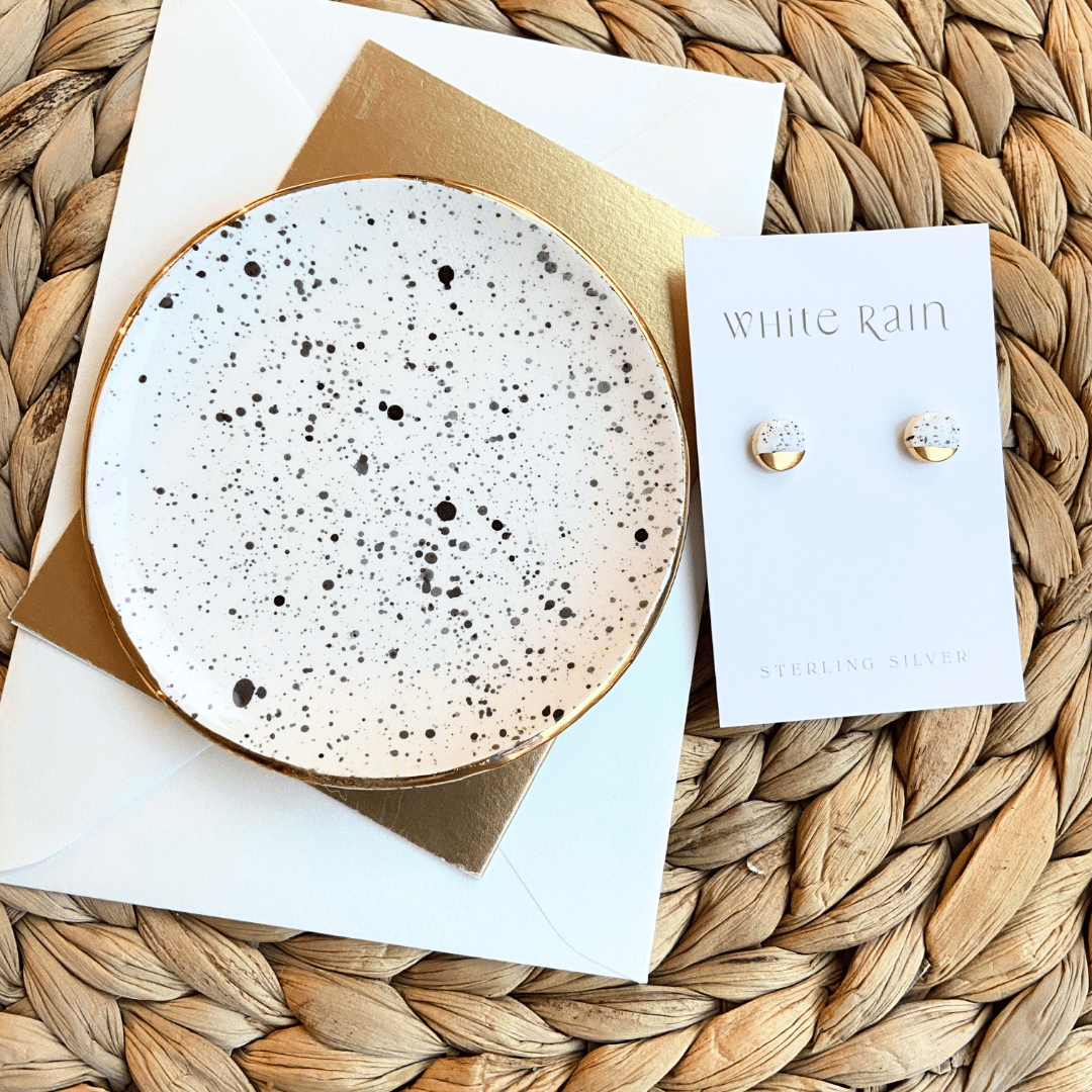 Spotty trinket dish and earrings Gift set