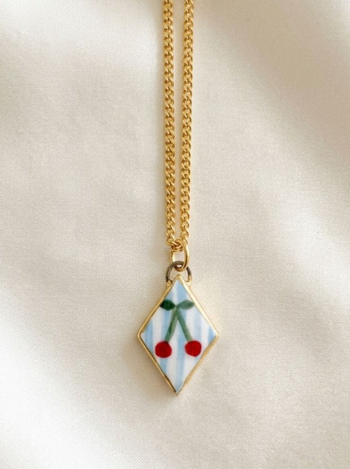 Cherry with Blue Stripes Pendant