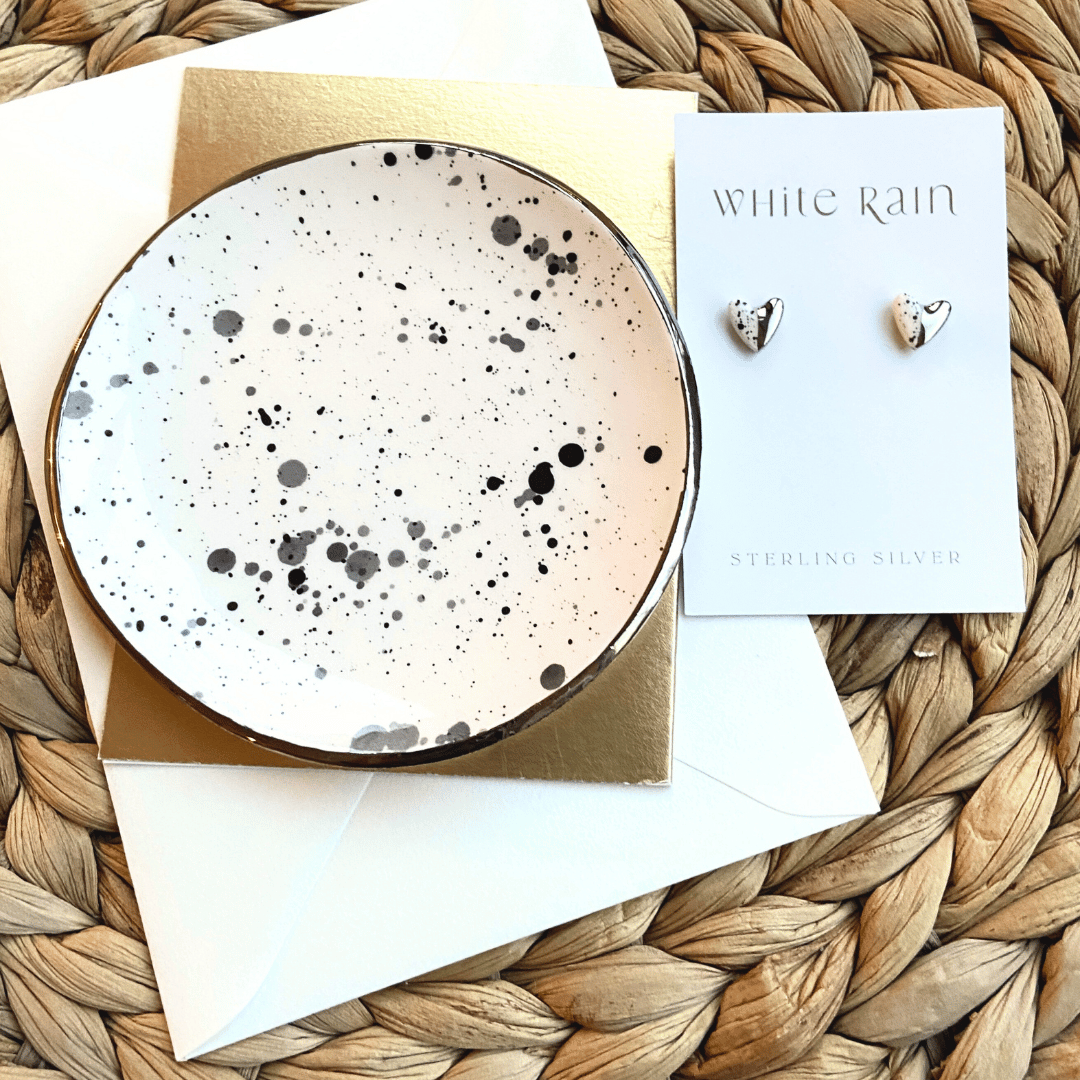 Spotty trinket dish and earrings Gift set