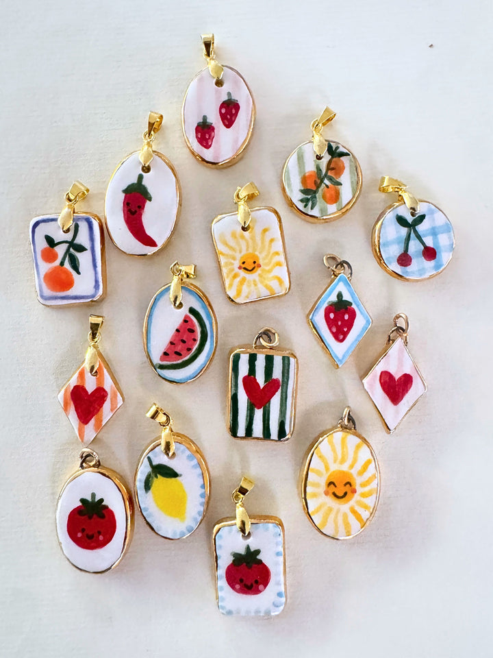 Lemon with blue border Pendant