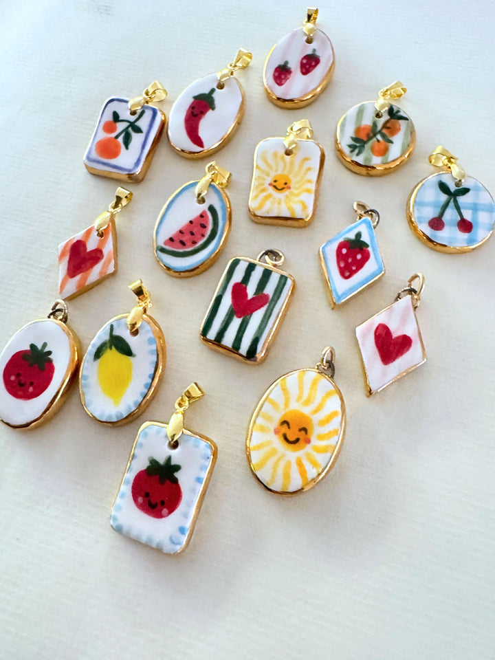 Lemon with blue border Pendant