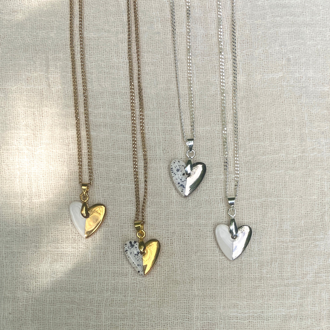 Heart Shaped Ceramic Pendant Necklace